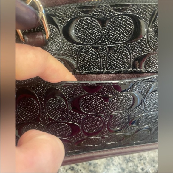 Coach Mini Sierra Satchel Black Patent Burgundy Leather Gold Hardware - Picture 9 of 12